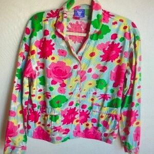 Bright Floral Women's Jacket - Pink & Green